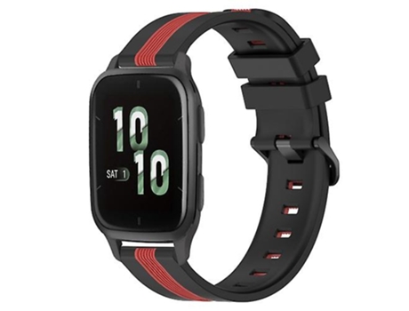 Correa De Reloj Inteligente Para Garmin Forerunner Sq2, Correa De Reloj De Silicona De Dos Colores, Vertical, 20Mm, Negro-Rojo VENISYMLIS