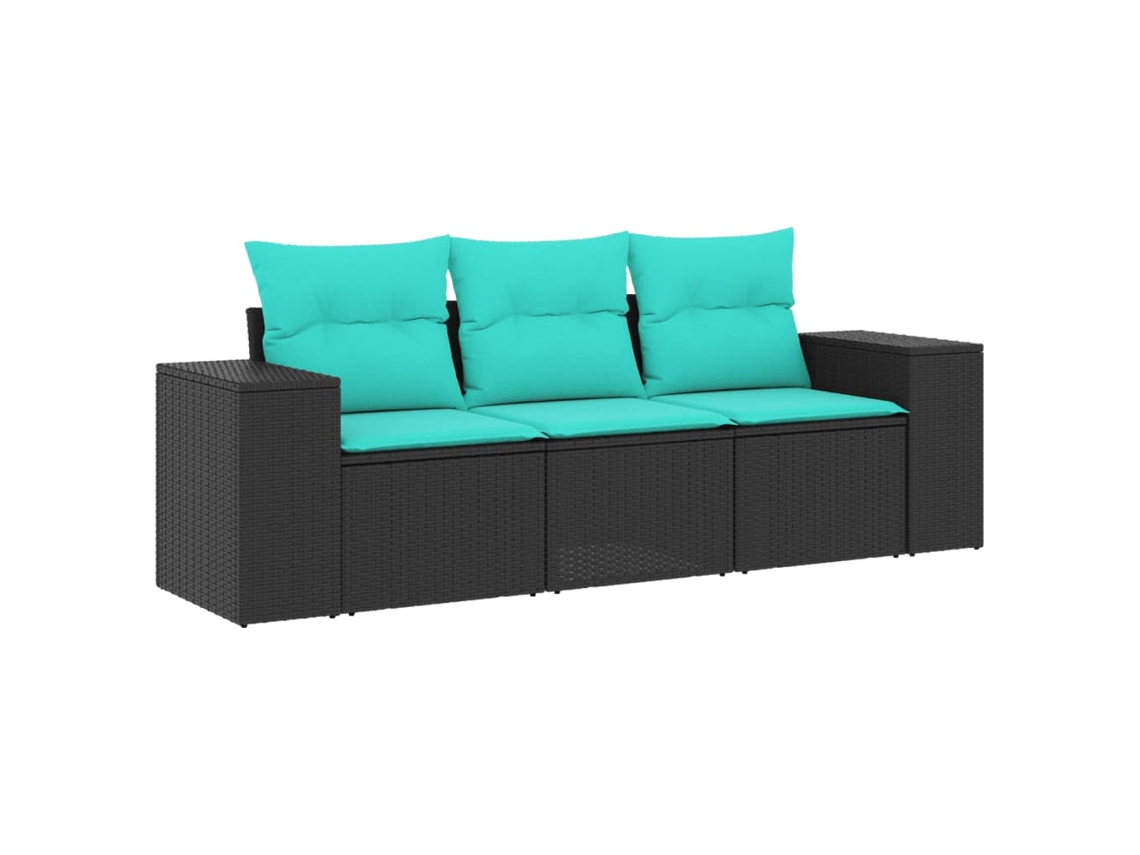 Maison Exclusive - Conjunto De Sofá De Jardín De 3 Piezas Con Cojines, De Poliratán Negro