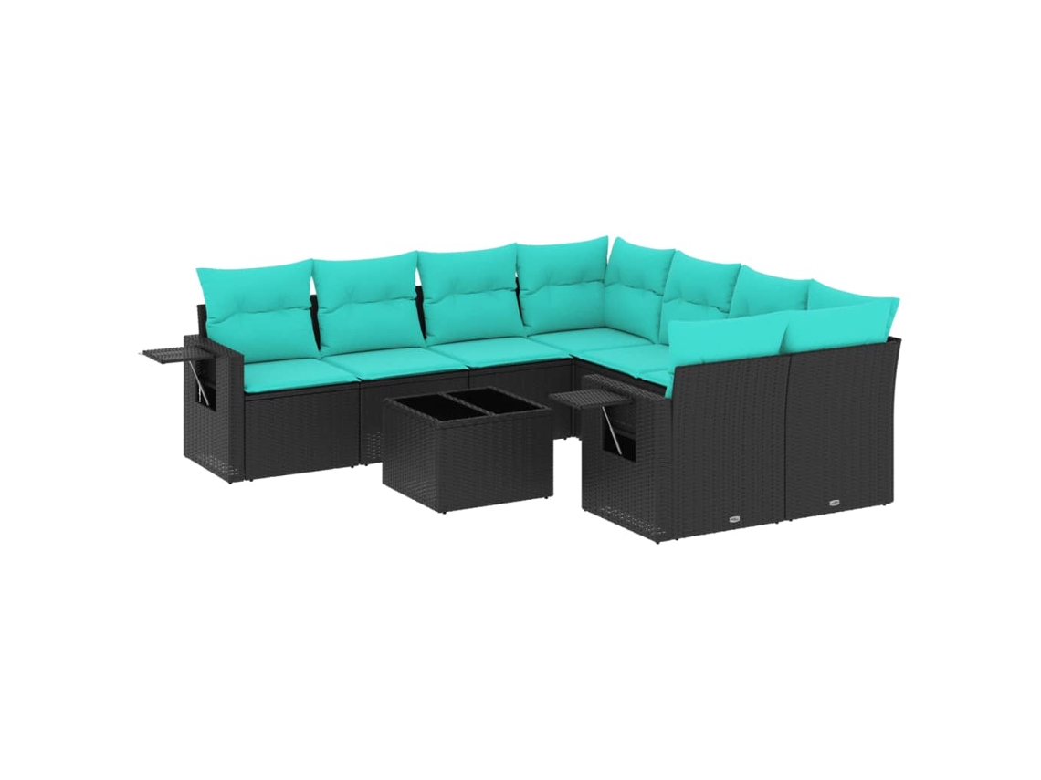 Maison Exclusive - Conjunto De Sofá De Jardín De 9 Piezas Con Cojines, De Poliratán Negro