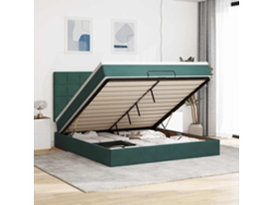 Estructura De Cama Otomana Colchones Terciopelo Verde Oscuro