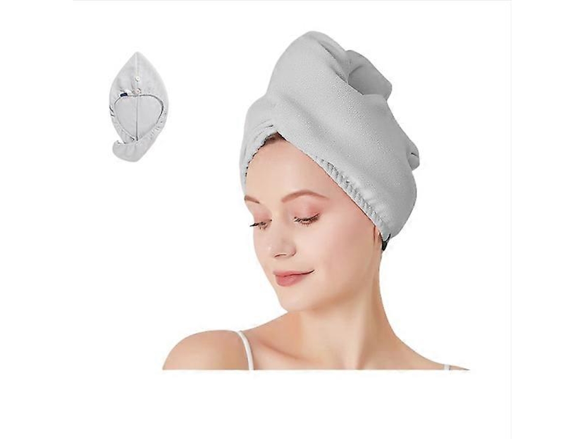 Toalla turbante de microfibra para el cabello, de secado rápido, color gris. Rosewell