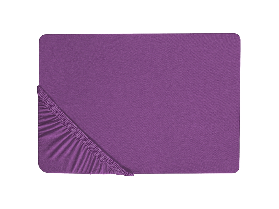 Sábana Inferior Ajustable BELIANI Janbu (180 x 200 cm - Algodón - Morado)