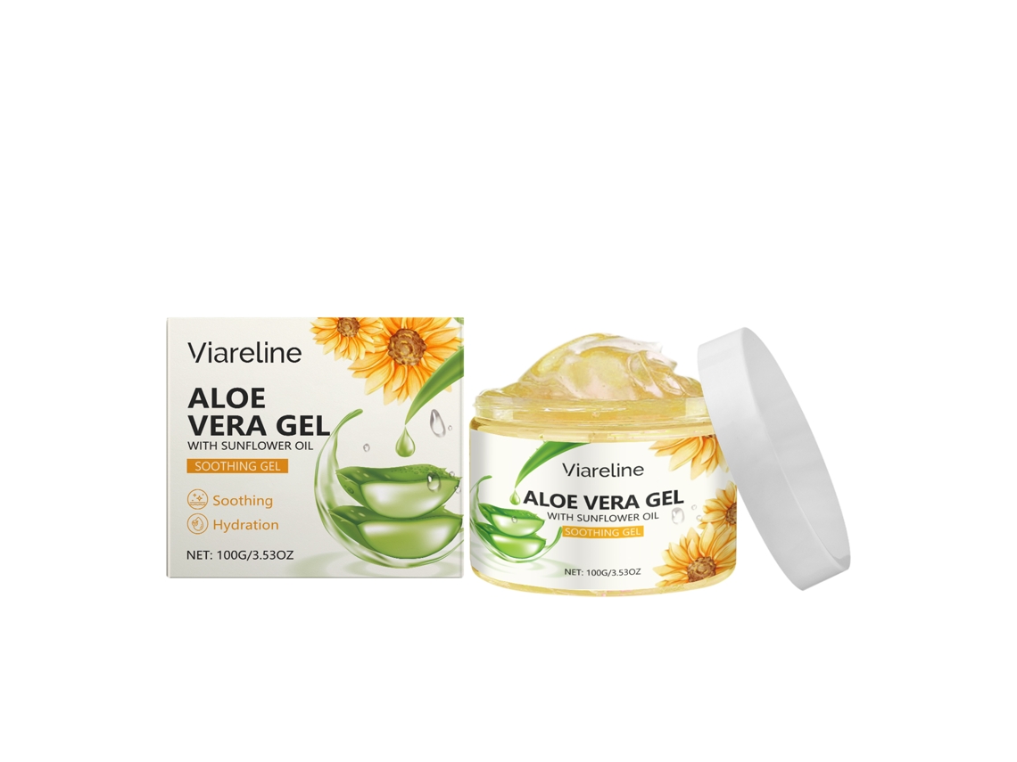 Gel hidratante y calmante de girasol para piel sensible.