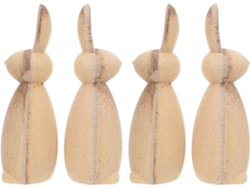 Juego De 4 Figuritas De Conejos De Madera Natural Sin Pintar.