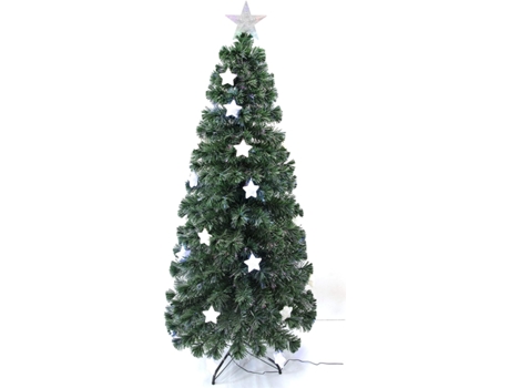 Árbol Navidad Artificial con Luces Incorporadas LED Estrellas Blancas 150cm
