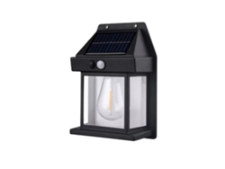 Aplique solar de pared negro impermeable con sensor y 3 modos, iluminación exterior para jardín y patio Tommy01