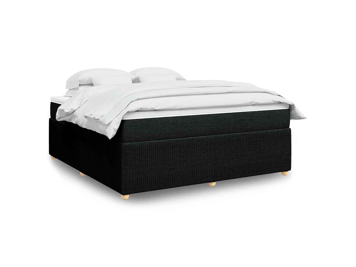 Cama Box Spring Con Colchón Tela Negro 180x200 Cm