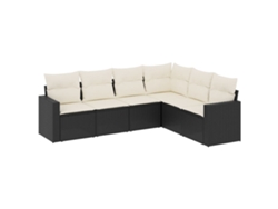 Maison Exclusive - Set De Sofás De Jardín 6 Piezas Y Cojines Ratán Sintético Negro