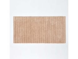 Homescapes Ribbed Cotton Spa Style Beige Bath Mat