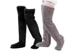 2 Pares De Calcetines Por Encima De La Rodilla, Calcetines Altos Cálidos De Invierno, Calentadores De Piernas Cálidos (negro-gris) Cuich
