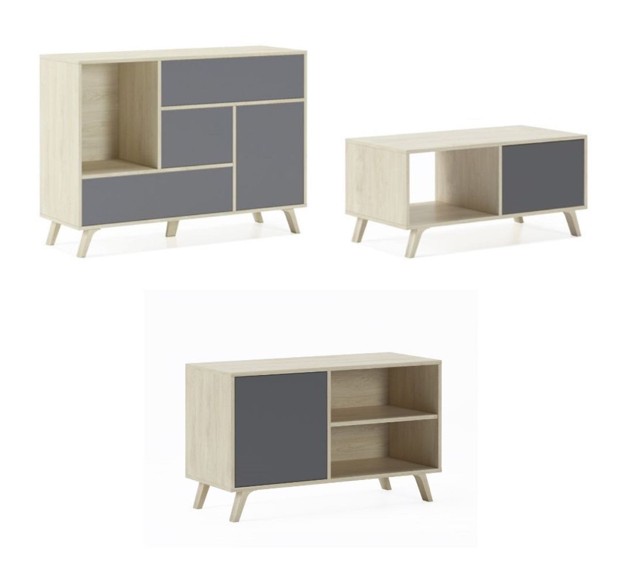 Conjunto Muebles de Salón SKRAUT HOME Melamina Beis