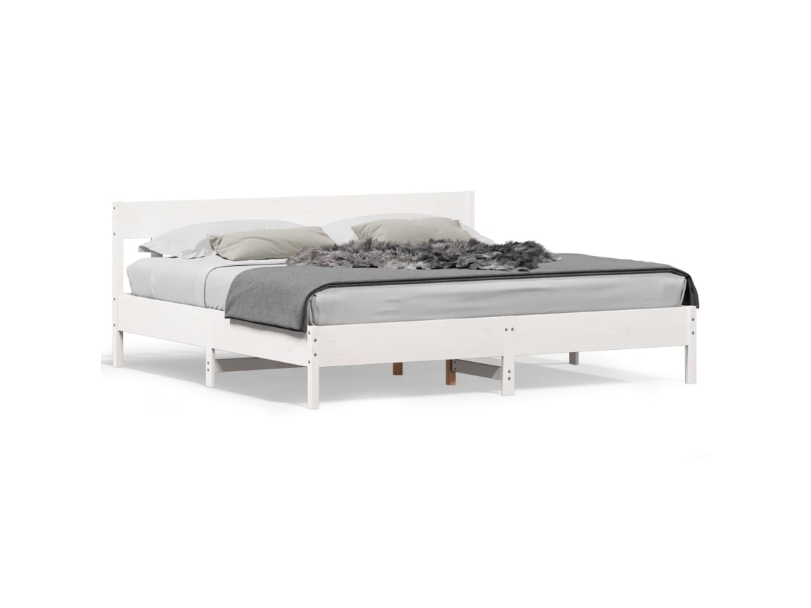 Maison Exclusive - Cama Sin Colchón Madera Maciza De Pino Blanca 180x200 Cm