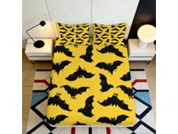 Juego de ropa de cama de microfibra con estampado de murciélagos y funda de almohada de 200x25 cm.
