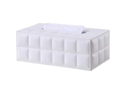 MEOIRUERY Sofisticada funda para caja de pañuelos, servilletero rectangular de piel sintética blanca con almacenamiento multifuncional, ideal para el hogar, la 