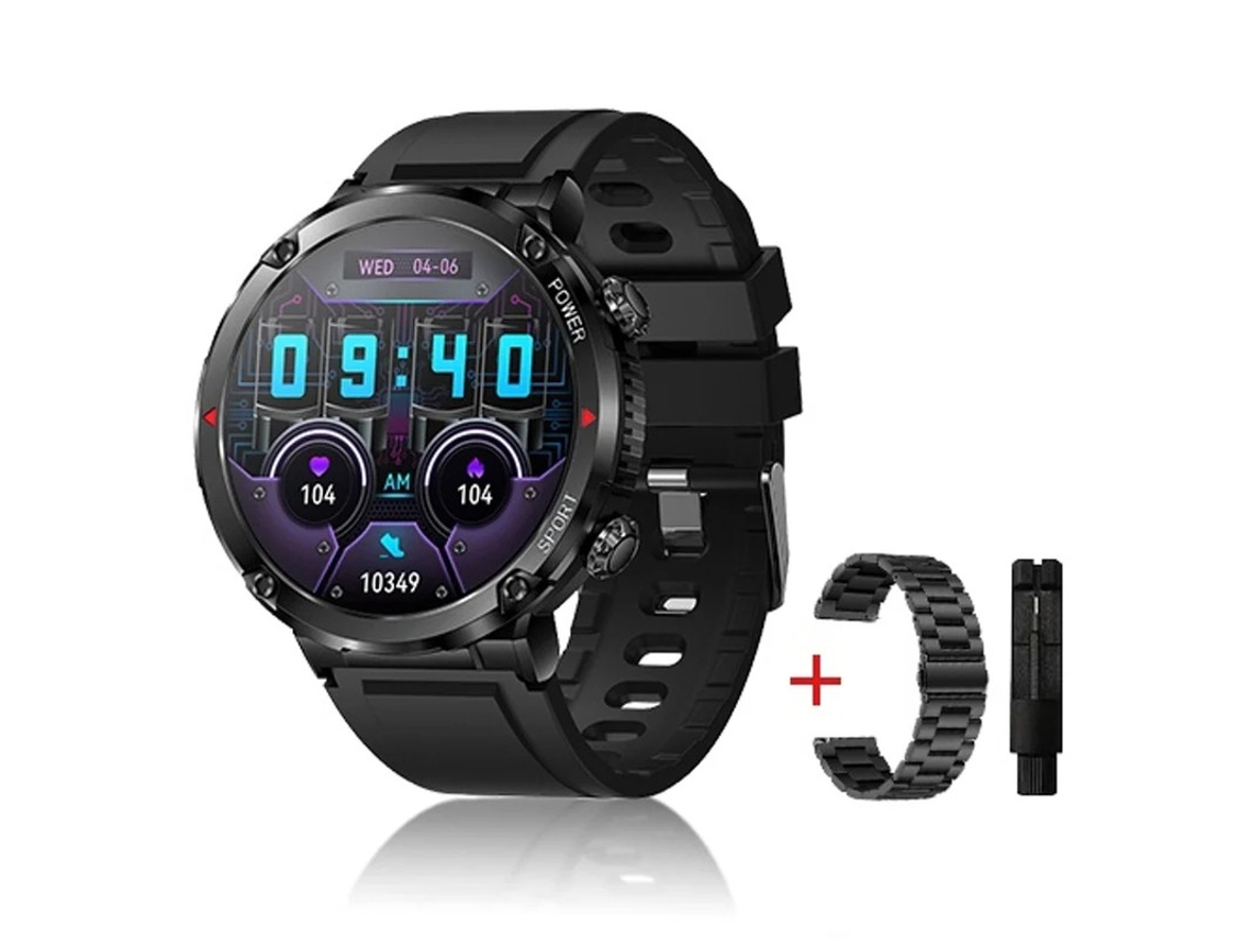 Reloj inteligente militar con llamadas Bluetooth y 600 mAh, color negro, Yizhood