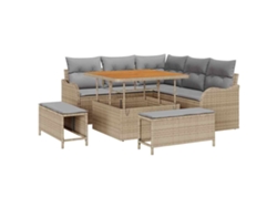Maison Exclusive - Conjunto de sofás de jardín de 8 piezas en beige y gris claro