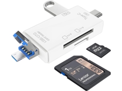 Lector de tarjetas SD 6 en 1, adaptador Micro SD a USB para celular, computadora, cámara, blanco Gertiz