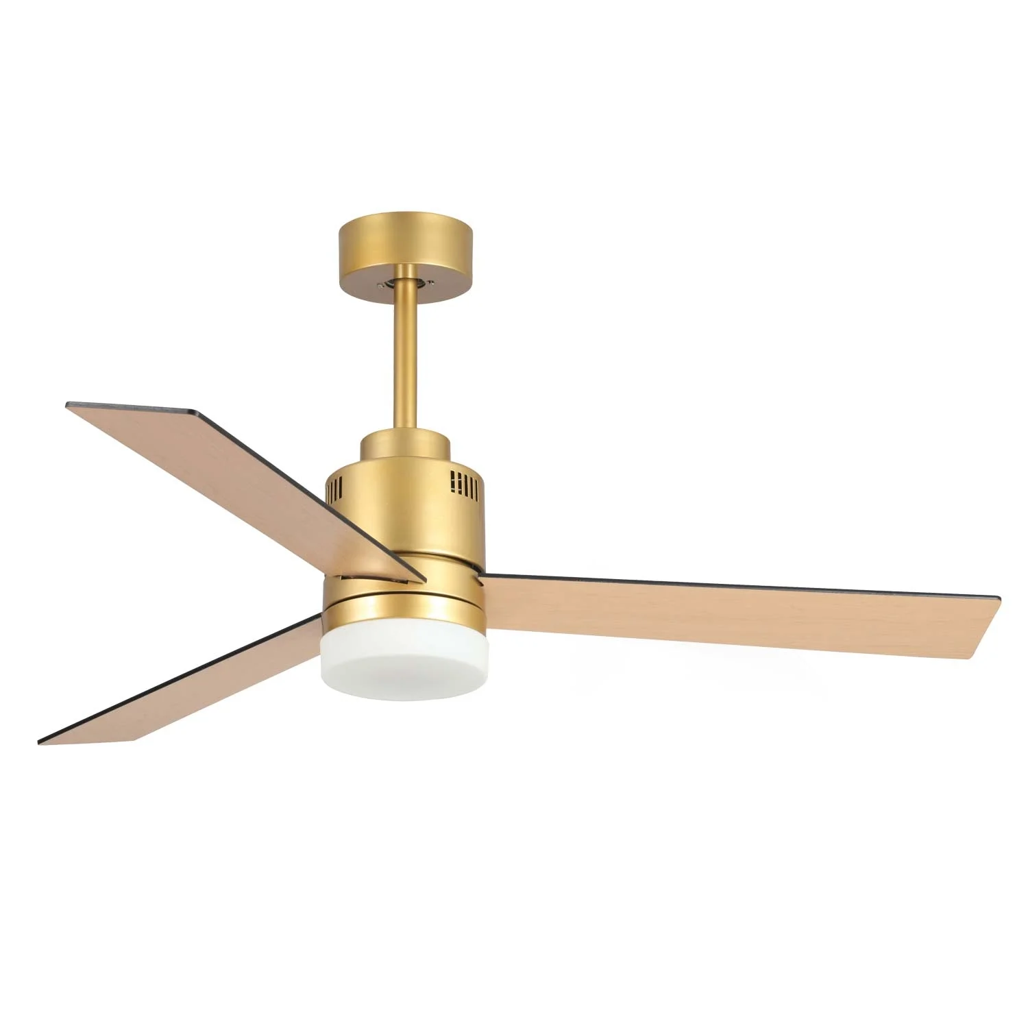 Ventilador de Techo Led Regulable 18W Negro Oro / Haya Godric LÚZETE