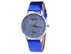 Reloj De Pulsera Unisex Zhoulianfa De Cuarzo Con Correa De Cuero Sintético Y Diamantes De Imitación Azules.