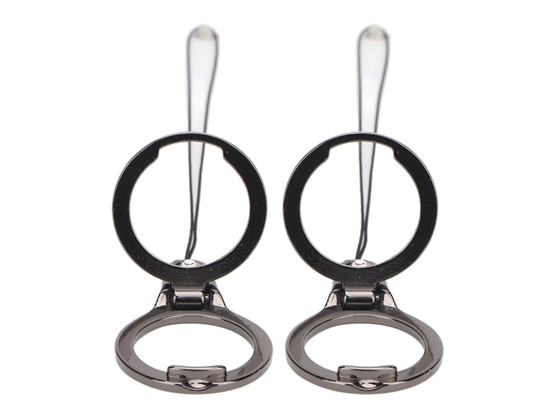 Porta Anillo De Teléfono Soporte De Metal Negro Con Cordón Adorno Colgante Diario