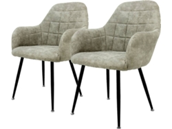 4 Sillas De Comedor Ecd Germany Verde Oliva Tapizado Patas Metal, Respaldo Y Apoyabrazos