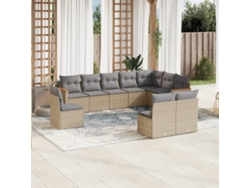 Conjunto de 10 sofás de jardín con cojines de mimbre beige de DKD Home Decor