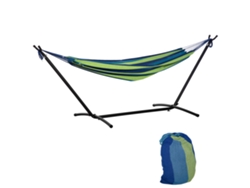 Rede Camping Suporte 310x117cm Ajustável Verde Azul