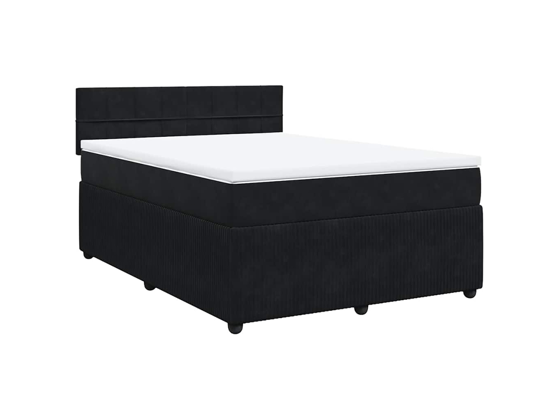 Maison Exclusive - Cama Box Spring Con Colchón Terciopelo Negro 140x190 Cm