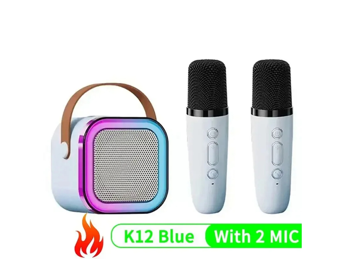 Karaoke portátil para niños Gusshious K12 con Bluetooth y micrófonos semi-inalámbricos - Azul