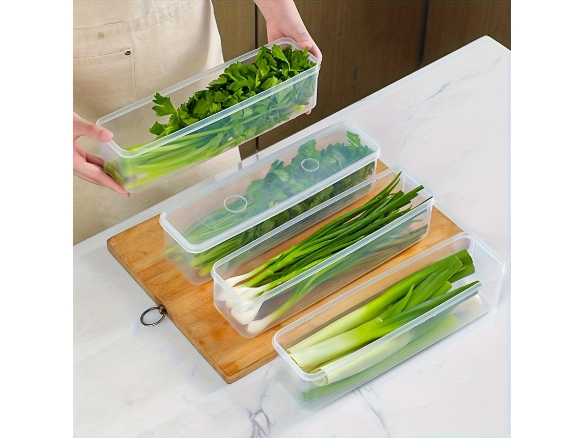 (4 Piezas) Cajas Rectangulares Reutilizables Para Almacenar Alimentos En Refrigeradores De Plástico.