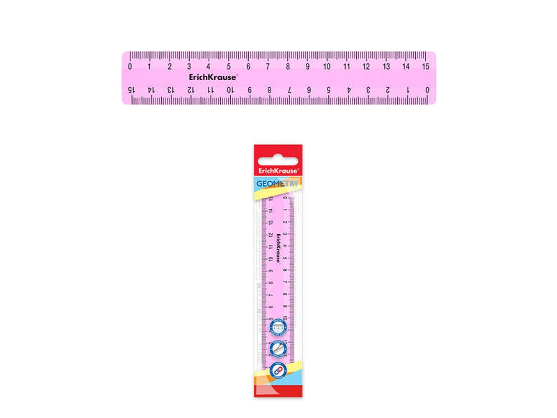 Regla para tartas Erichkrause, 15 cm, bolsa de polietileno rosa