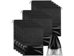 15 bolsas grandes portátiles para zapatos, organizador a prueba de polvo y ahorra espacio con bolsillo transparente (negro)