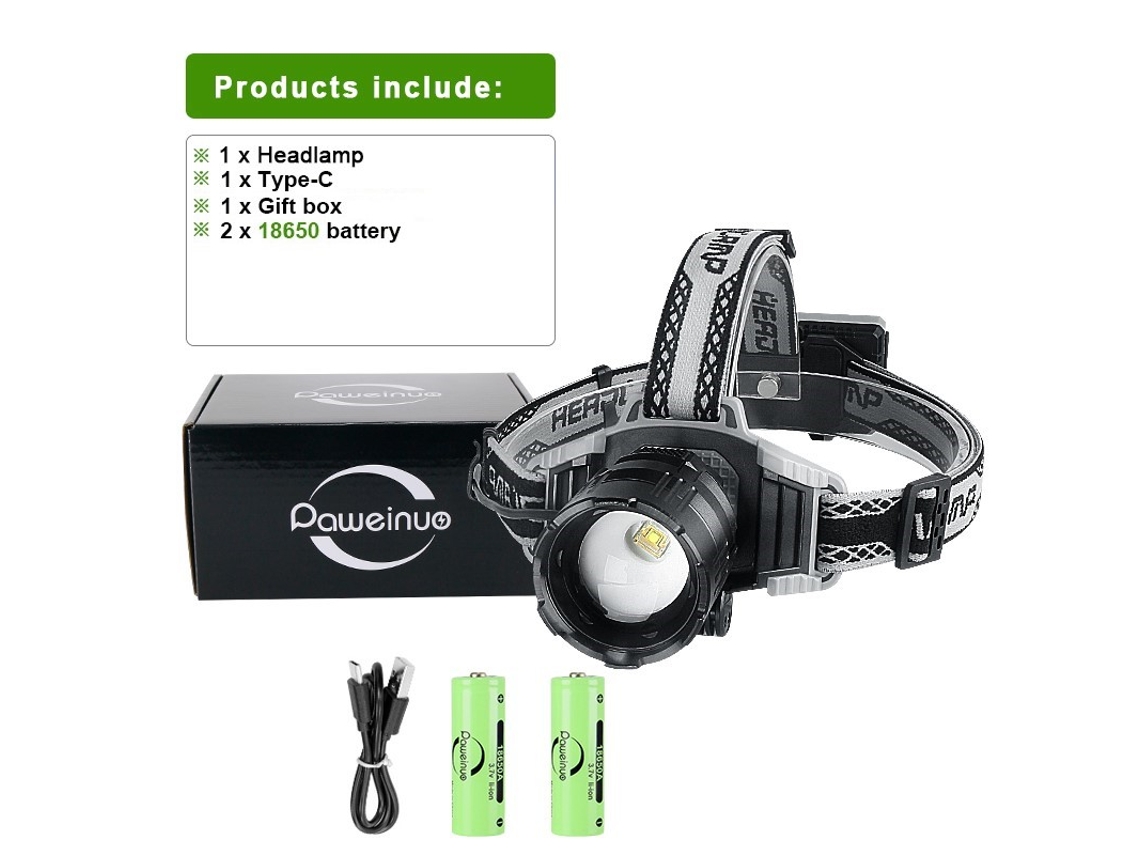 Faro LED de 1000000 lm y 800 W de largo alcance, recargable por USB, ideal para pesca y actividades al aire libre de noche. Viewleaf