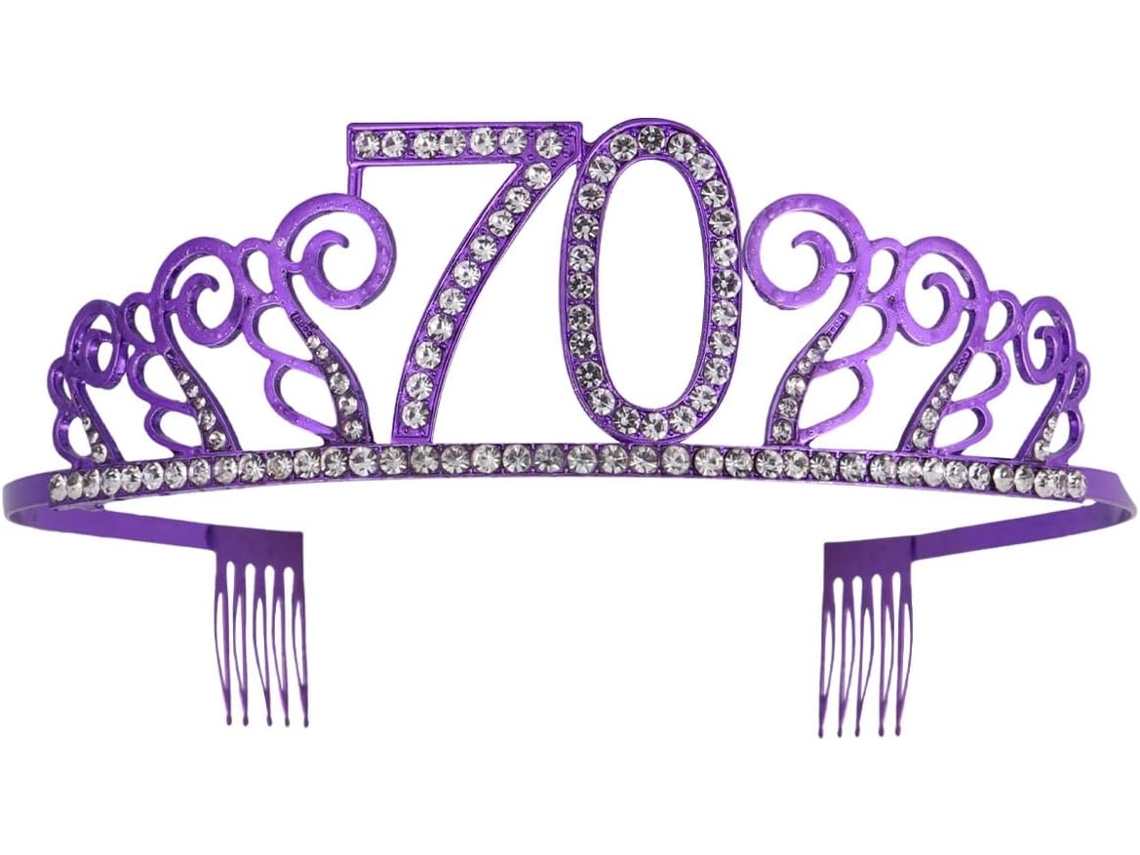 Corona Morada Numerada, Tamaño 70, Con Diamantes De Imitación, Delicado Accesorio Para El Cabello Para Pastel