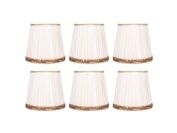2026-6 Piezas Lámpara Tela Malla Clip On Lampshade Beige Borde Dorado Para Candelabro Techo E14