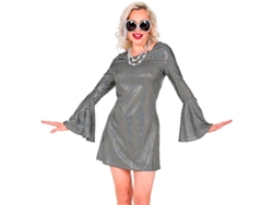 Disfraz de los años 70 Disco a cuadros plateados para mujer
