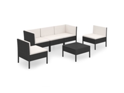 Conjunto 6 de muebles de jardín VIDAXL y cojines ratán sintético negro