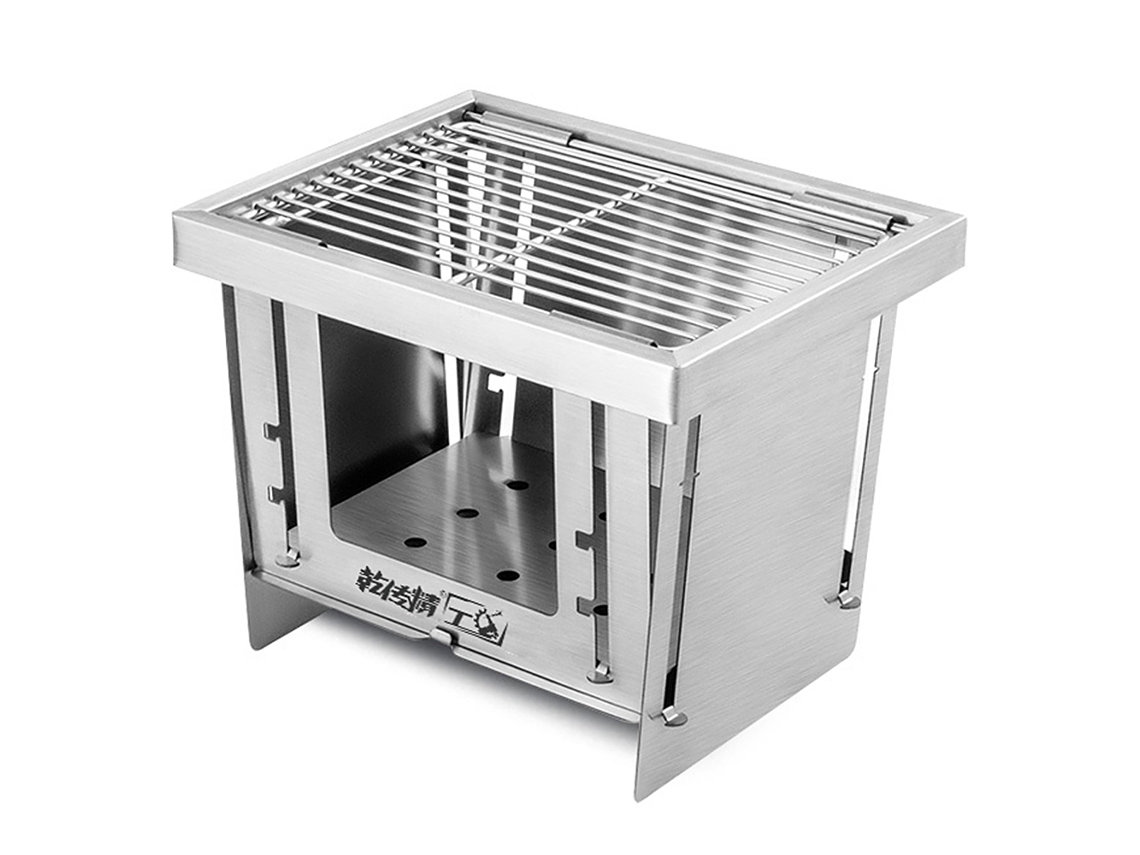 Barbacoa Portátil De Acero Inoxidable Para Camping, Pasta A La Leña, Cortavientos, Plegable Para Parque Y Hogar.
