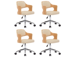 Maison Exclusive - Sillas De Comedor Giratorias 4 Uds Madera Curvada Cuero Crema