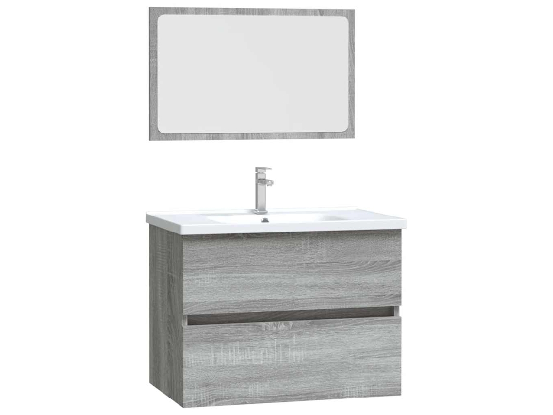 Conjunto de 2 muebles de baño de madera, gris Sonoma, EXCLUSIVO DE MAISON