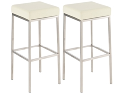 Juego de 2 taburetes de bar Montreal 85 en símil piel color crema/acero inoxidable CLP
