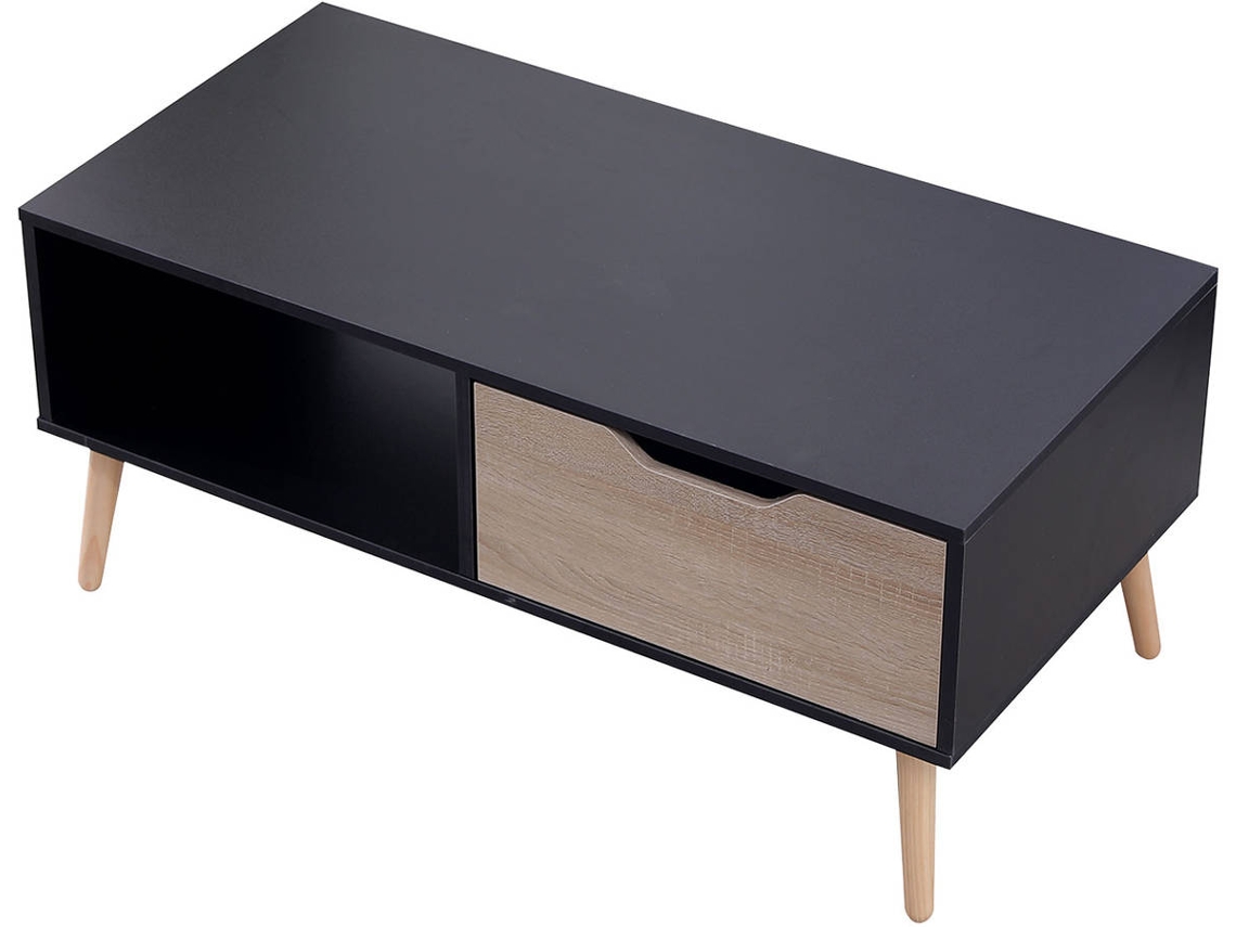 Mesa de Centro HAPPY GARDEN Freja (Negro - MDF - 100 x 49.5 x 43 cm)