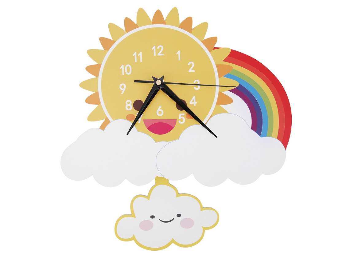 Reloj de pared moderno con forma de sol de dibujos animados, bricolaje decorativo para habitación infantil