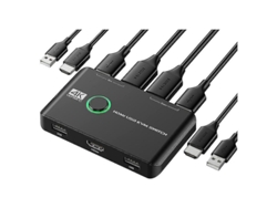 Conmutador KVM USB 4K: compatible con dos computadoras, comparte teclado, mouse, impresora y monitor, compatible con 4K 60 Hz - C8