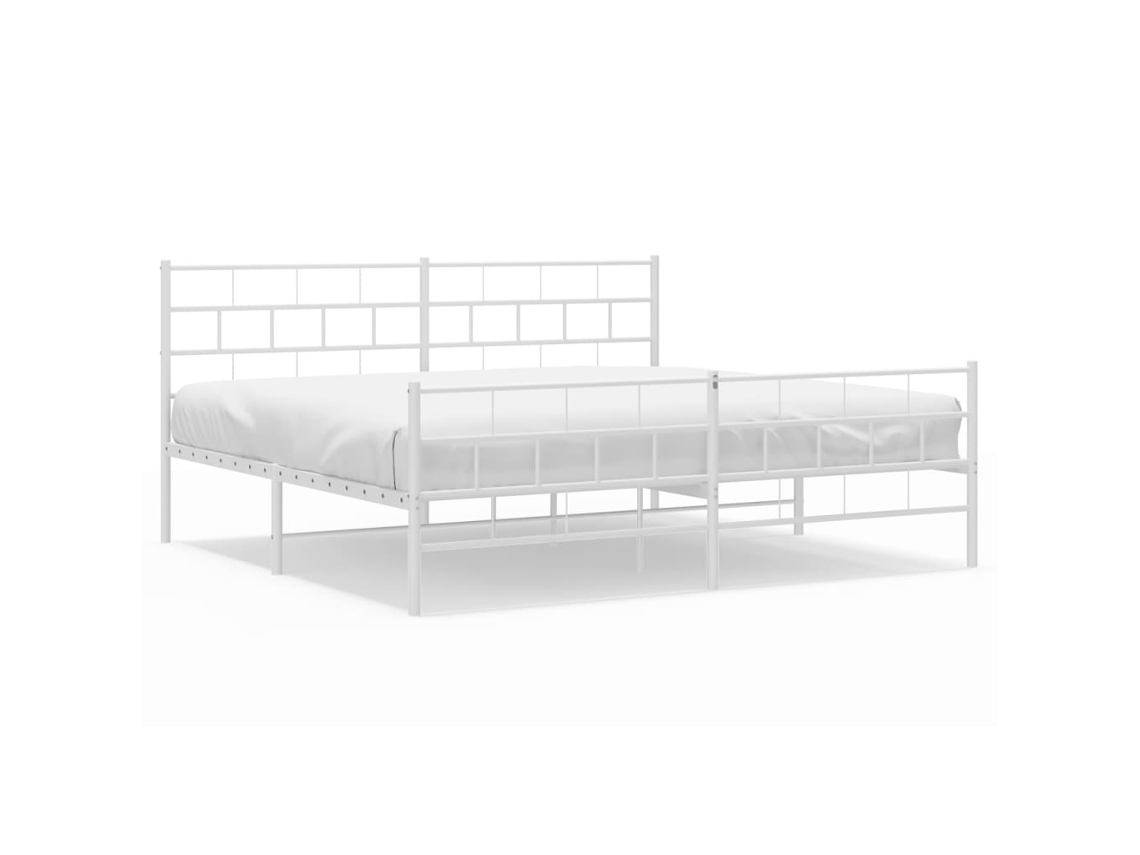 Maison Exclusive - Estructura Cama Sin Colchón Con Estribo Metal Blanco 200x200 Cm