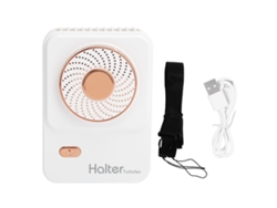 Ventilador de cuello portátil, 3 velocidades, USB, blanco