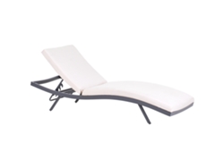 Sillón acolchado Beliani Amelia con respaldo ajustable, aluminio beige, 66 x 199 x 88 cm
