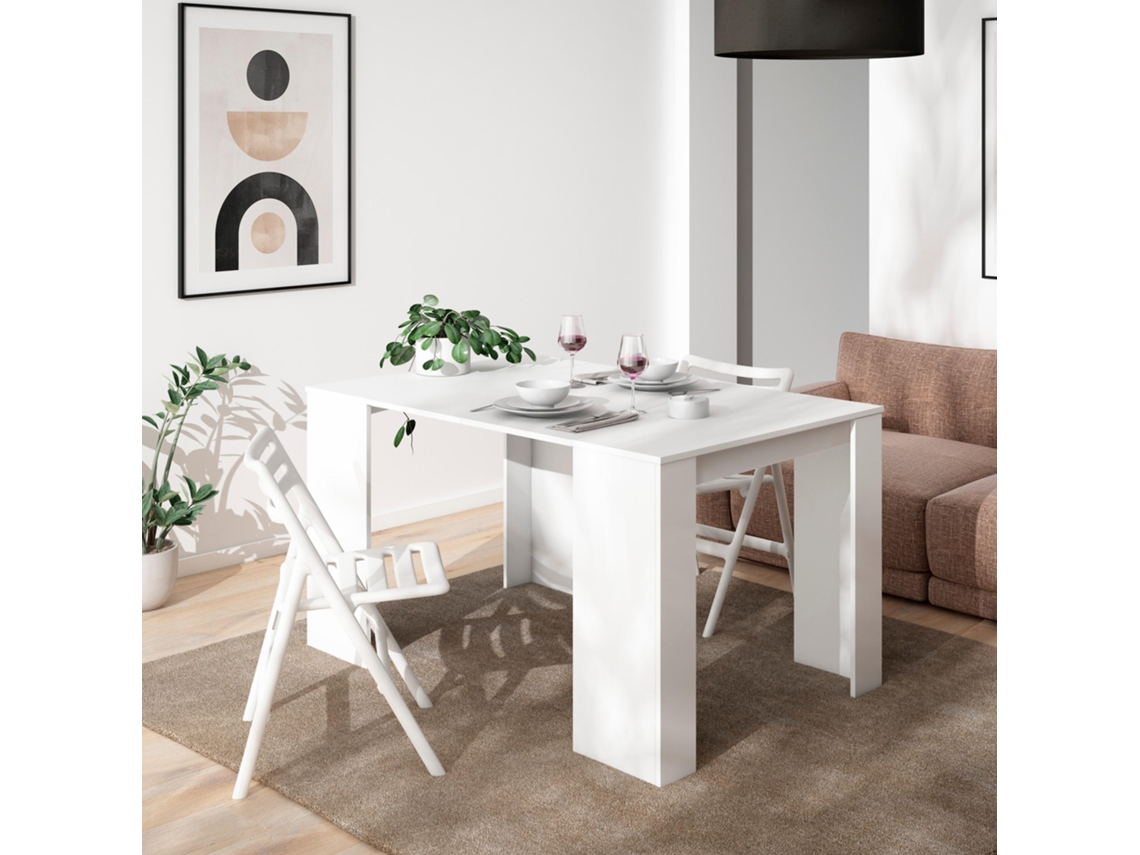 Mesa Consola Extensible SKRAUT HOME 140 para 6 comensales Blanco (58 x 90 x 77 cm)