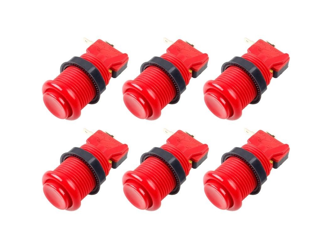 Botones Arcade Estándar Estadounidenses De 6 Botones Con Microinterruptor Rojo De 28 Mm Para Paneles De Madera/metal.