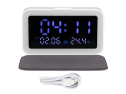 Reloj Despertador Con Luz Nocturna Led, Cargador Inalámbrico, Termómetro De 15 W Para Dormitorio Y Hogar.